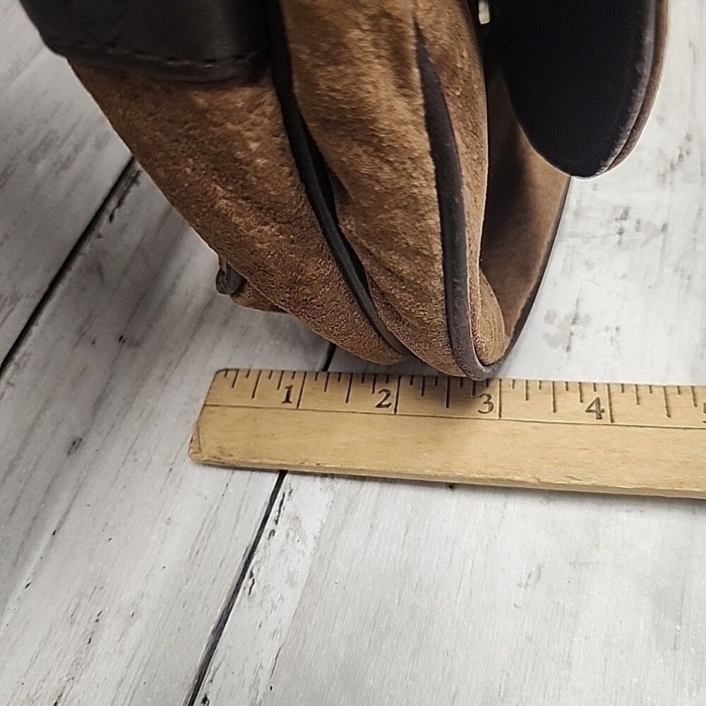 Vintage Bijoux Terner Brow Suede Crossbody SoHo Bag Flap Front with Leather Trim - Picture 5 of 11